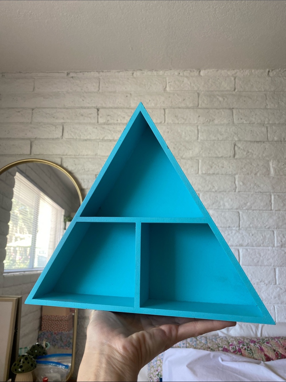 🌼 Turquoise Triangle Cubby Shelf for Knickknacks and dudads Apothecary shelf - Picture 4 of 5